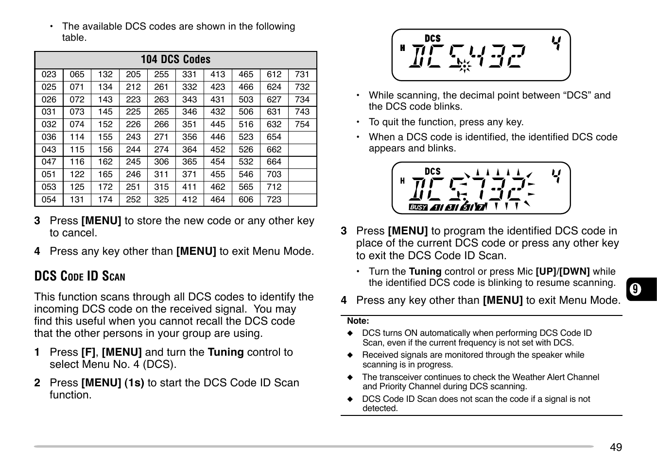 Dcs c, Id s | Kenwood TM-271 User Manual | Page 55 / 80