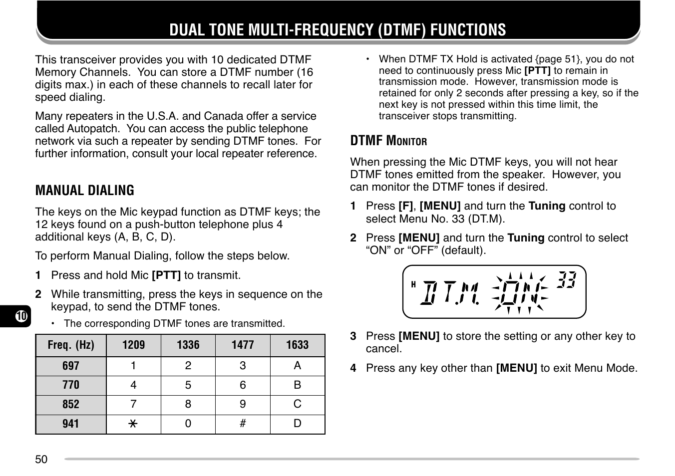 Dual tone multi-frequency (dtmf) functions | Kenwood TM-271 User Manual | Page 56 / 80