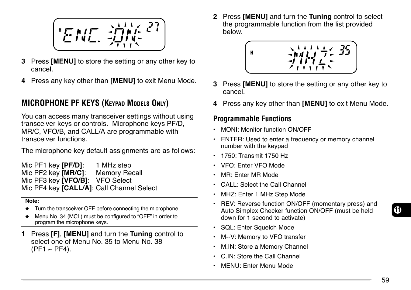 Microphone pf keys (k | Kenwood TM-271 User Manual | Page 65 / 80