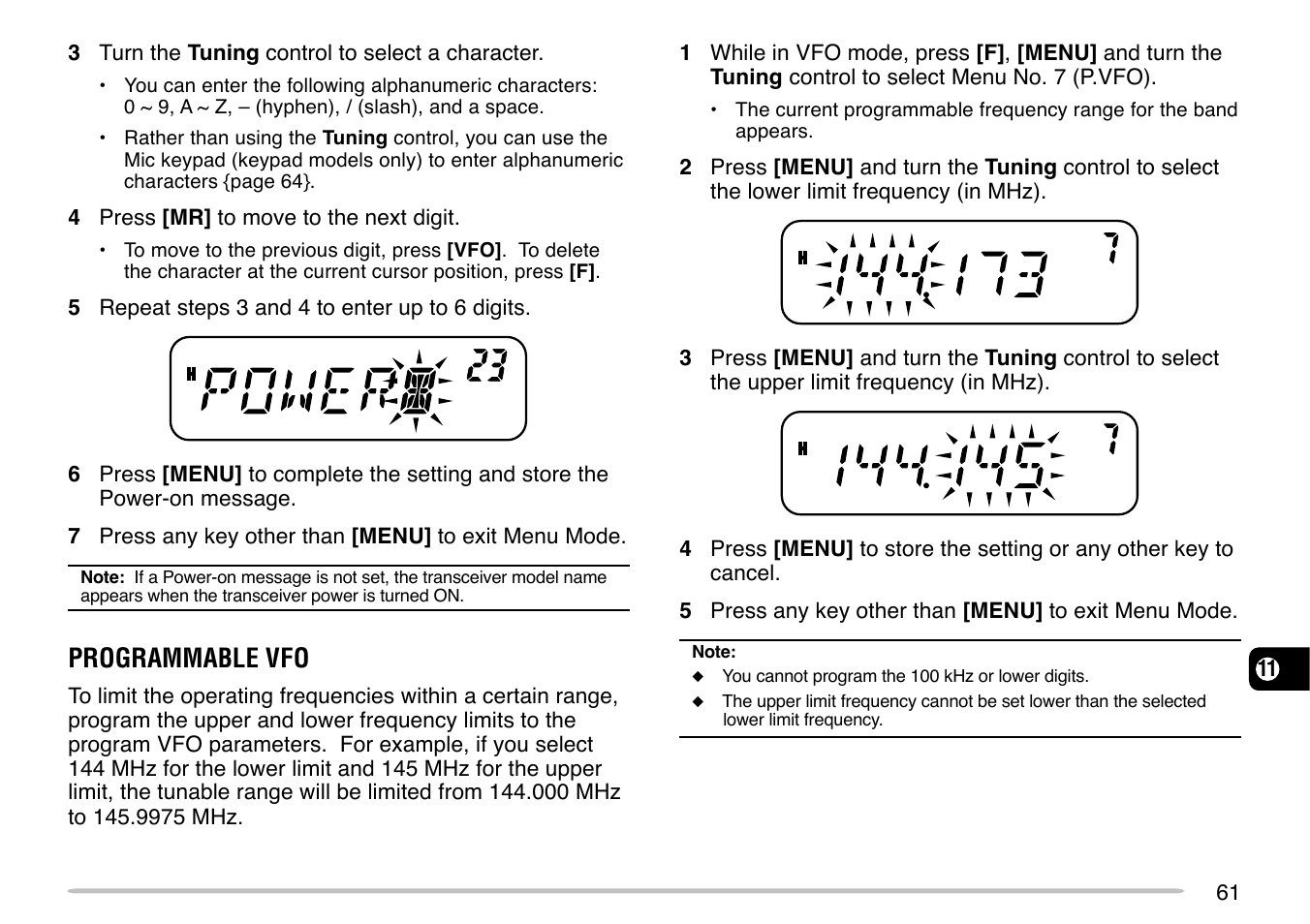 Programmable vfo | Kenwood TM-271 User Manual | Page 67 / 80