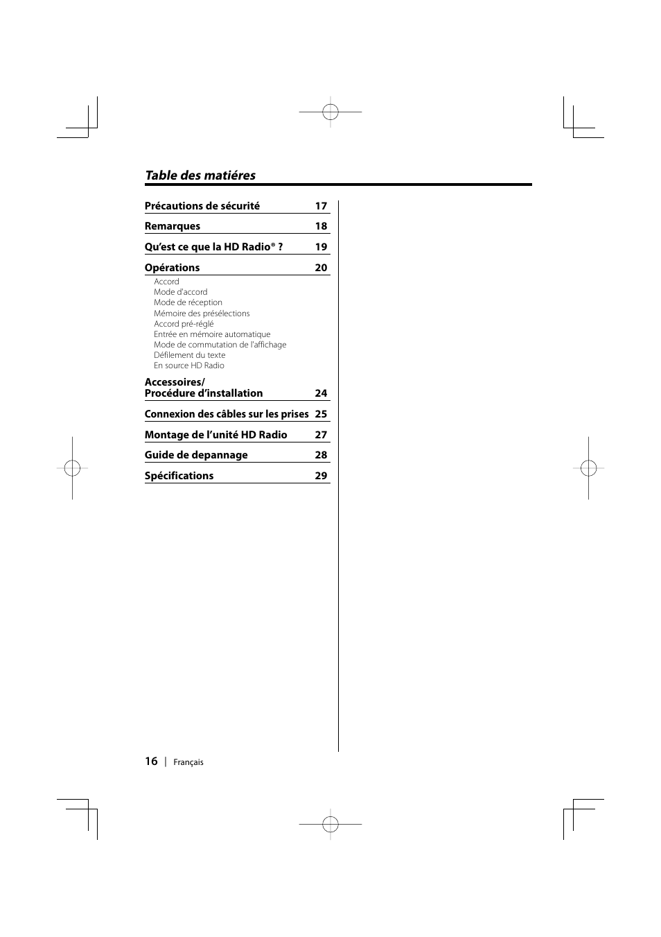 French | Kenwood HD Radio TUNER User Manual | Page 16 / 44