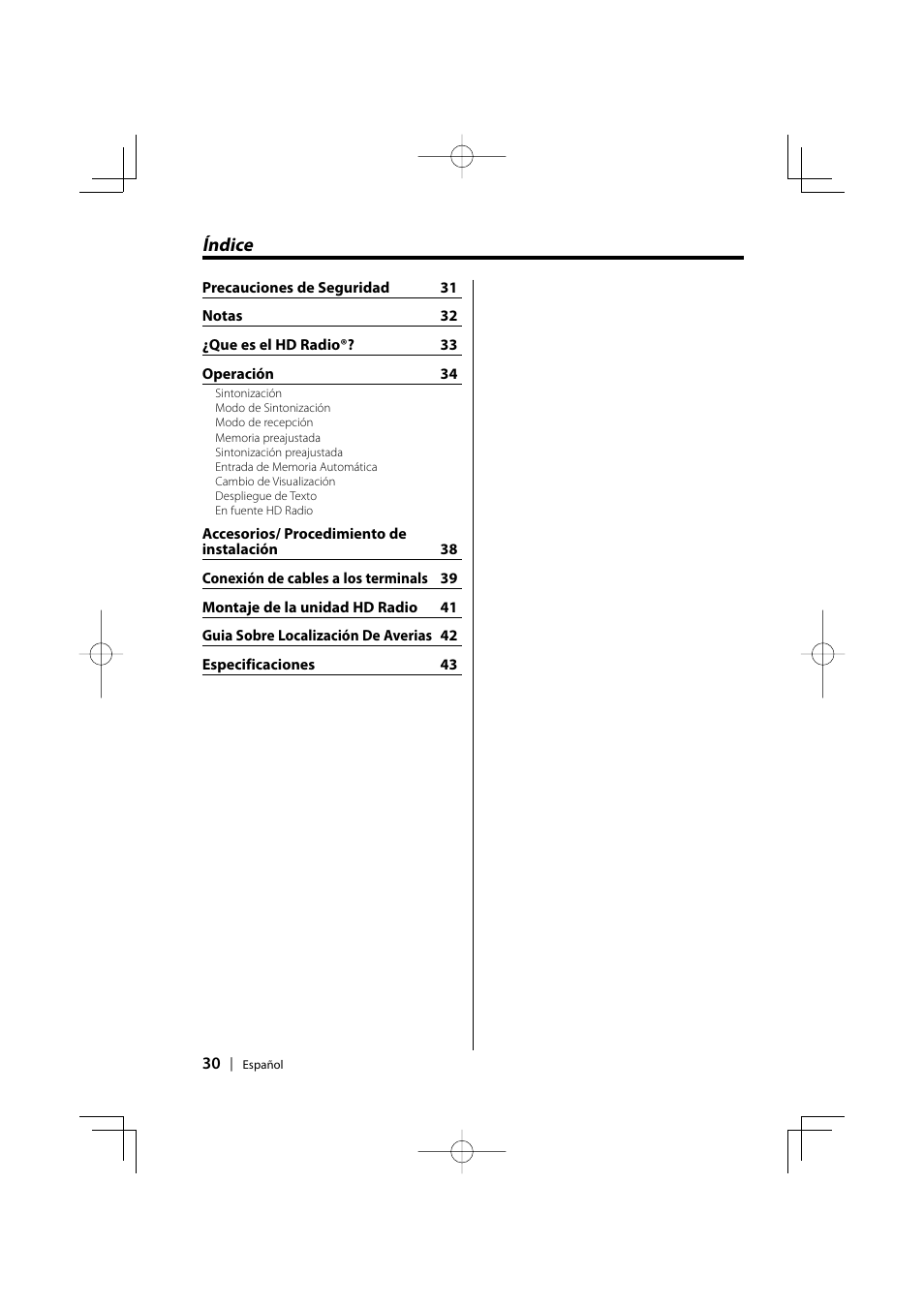 Spanish | Kenwood HD Radio TUNER User Manual | Page 30 / 44