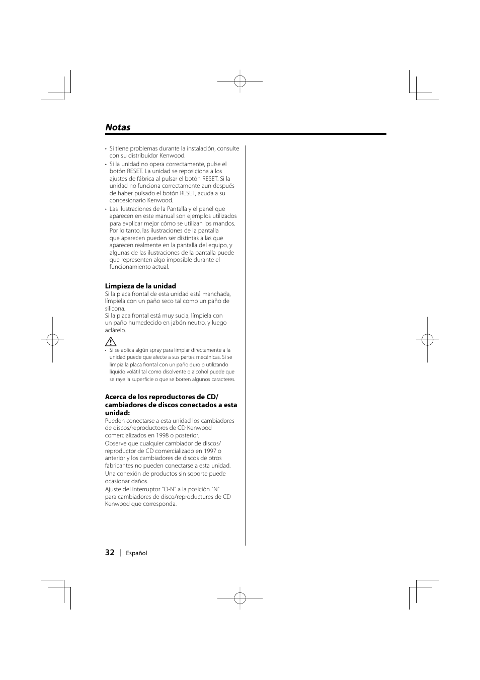 Notas | Kenwood HD Radio TUNER User Manual | Page 32 / 44