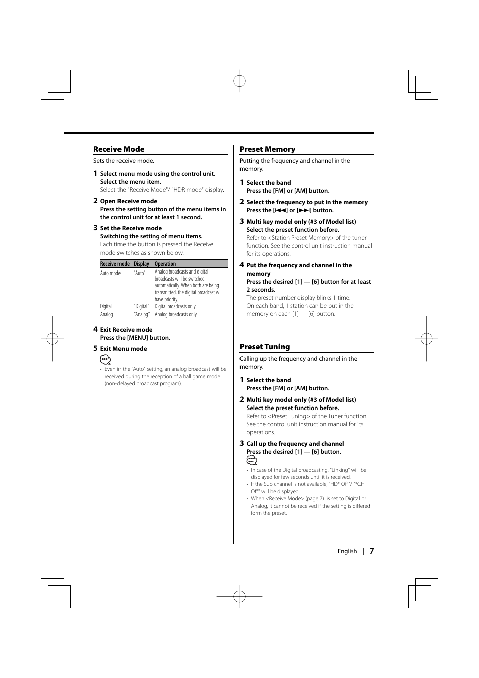 Kenwood HD Radio TUNER User Manual | Page 7 / 44