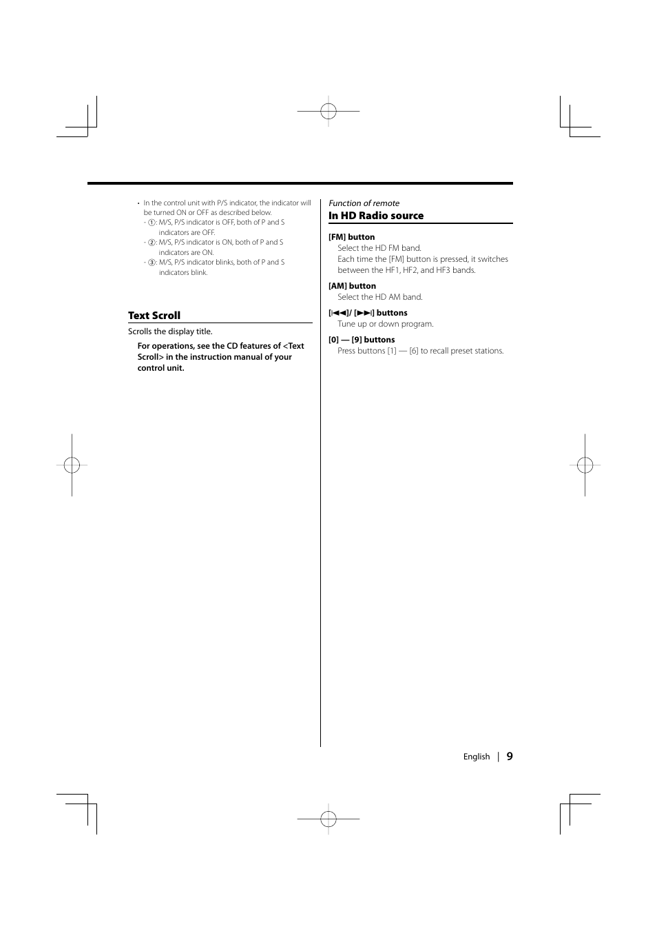 Text scroll | Kenwood HD Radio TUNER User Manual | Page 9 / 44