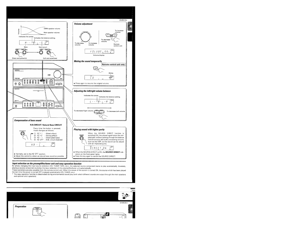 Muting the sound temporarily, Compensation of bass sound, Playing sound with higher purity | Preparation | Kenwood UD-952 User Manual | Page 21 / 84