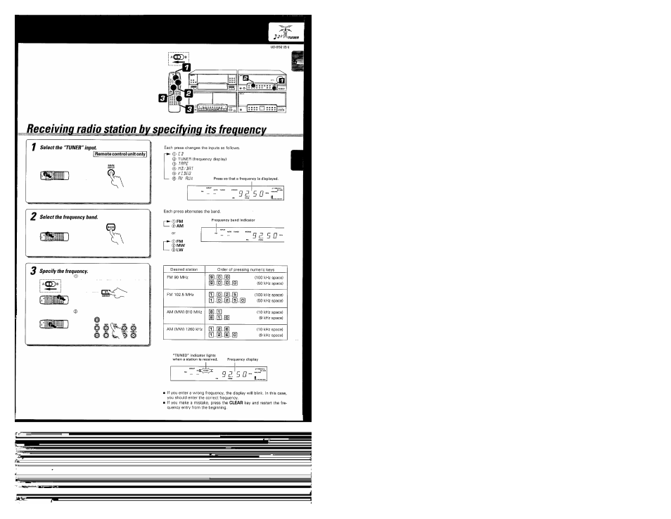 F select the "tuner" input, 2 select the frequency hand, L . 4 | Flilliilfi | Kenwood UD-952 User Manual | Page 35 / 84