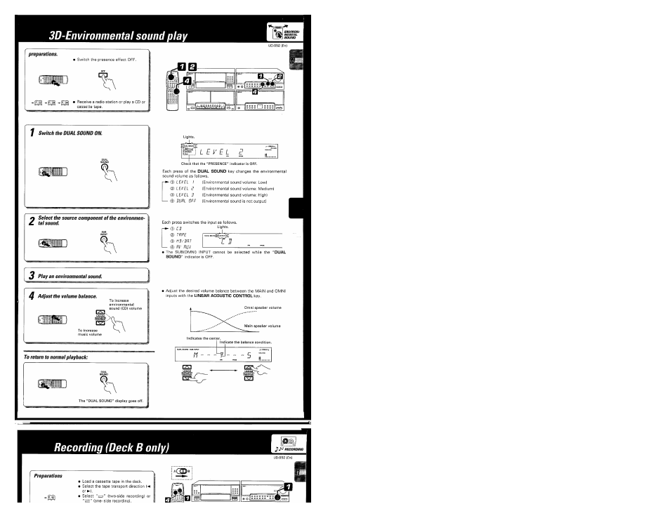 Recording (deck b only) | Kenwood UD-952 User Manual | Page 39 / 84