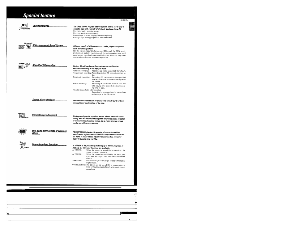 Special feature | Kenwood UD-952 User Manual | Page 5 / 84