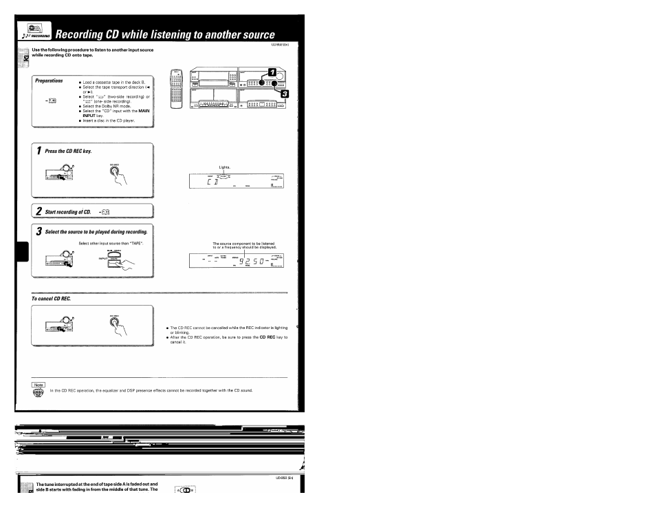 Recording cd while listening to another source | Kenwood UD-952 User Manual | Page 52 / 84