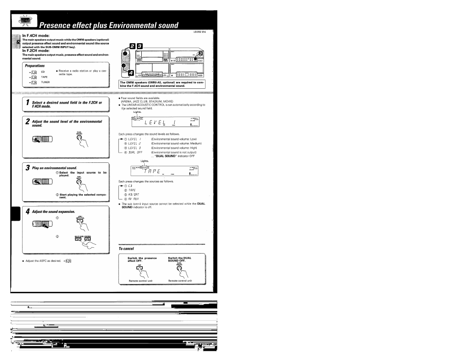 Presence effect plus environmental sound, Play an environmental sound, To cancel | Kenwood UD-952 User Manual | Page 62 / 84