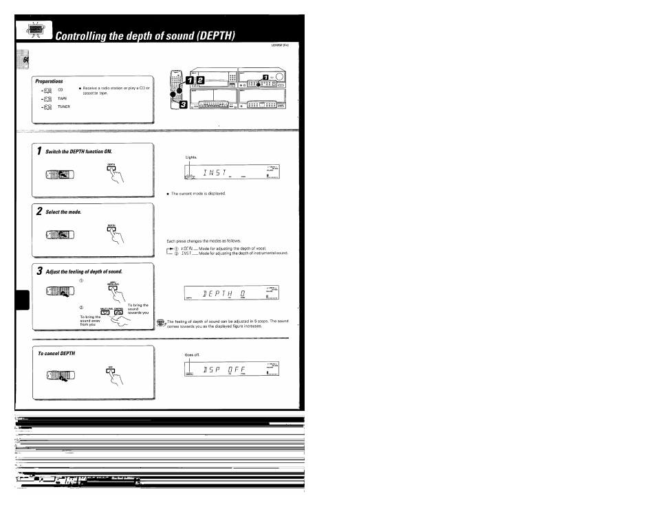 Controlling the depth of sound (depth) | Kenwood UD-952 User Manual | Page 64 / 84