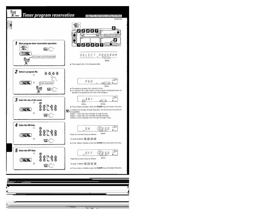 Timer program reservation, 2 select a program no | Kenwood UD-952 User Manual | Page 70 / 84