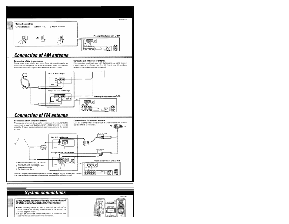 Connection of am antenna, Connectiol) of fm entejjim, System connections | Kenwood UD-952 User Manual | Page 8 / 84