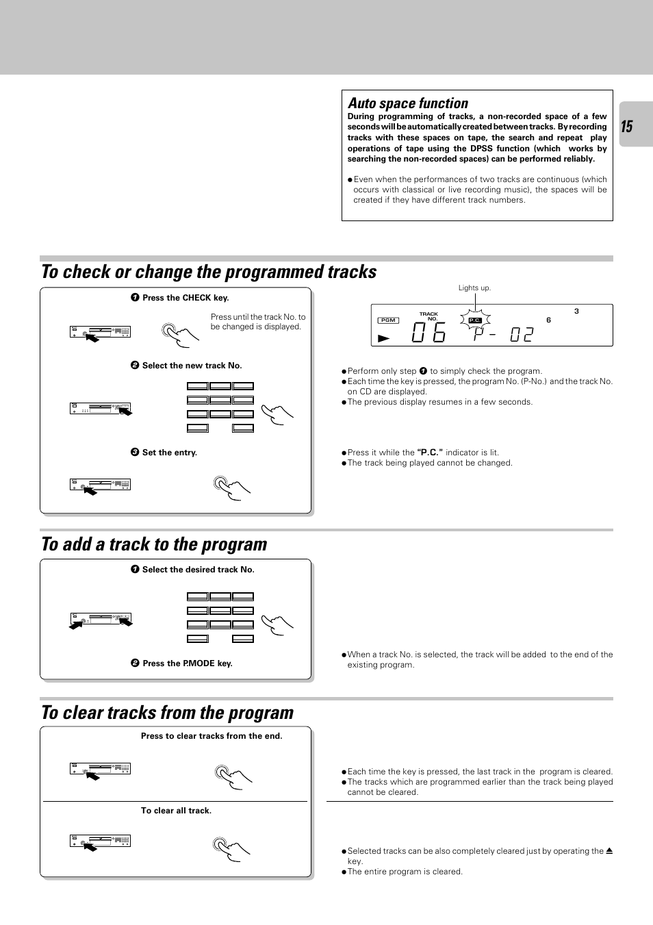 P _ 0 2, Auto space function | Kenwood DPF-3030 User Manual | Page 15 / 24