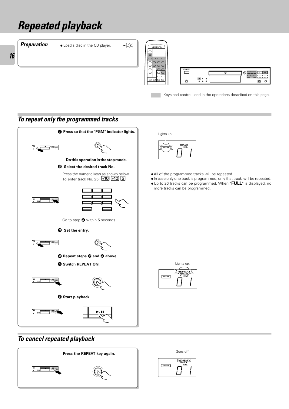 Repeated playback, Preparation | Kenwood DPF-3030 User Manual | Page 16 / 24