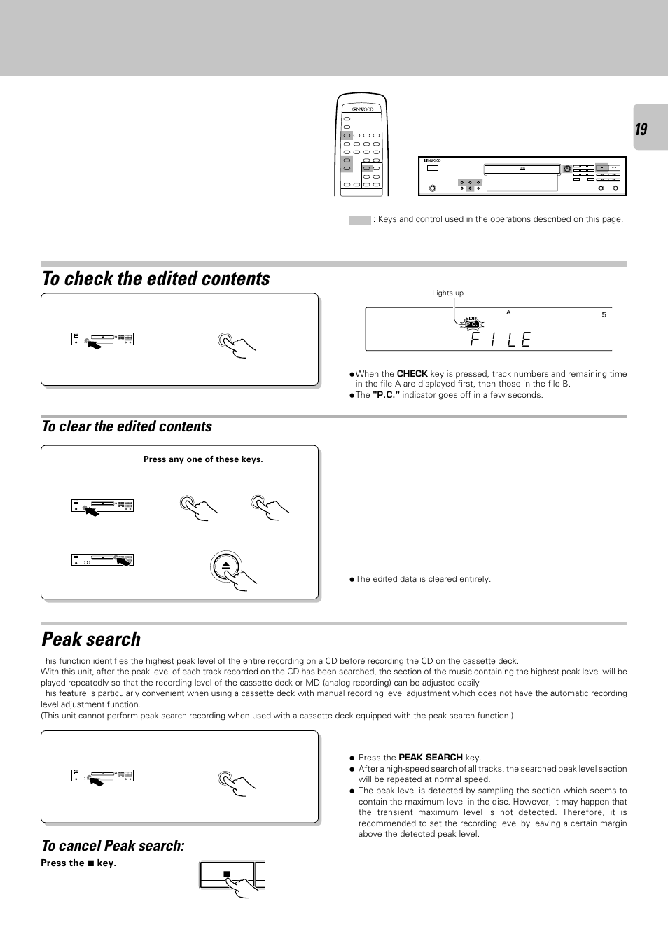 Peak search, F i l e | Kenwood DPF-3030 User Manual | Page 19 / 24