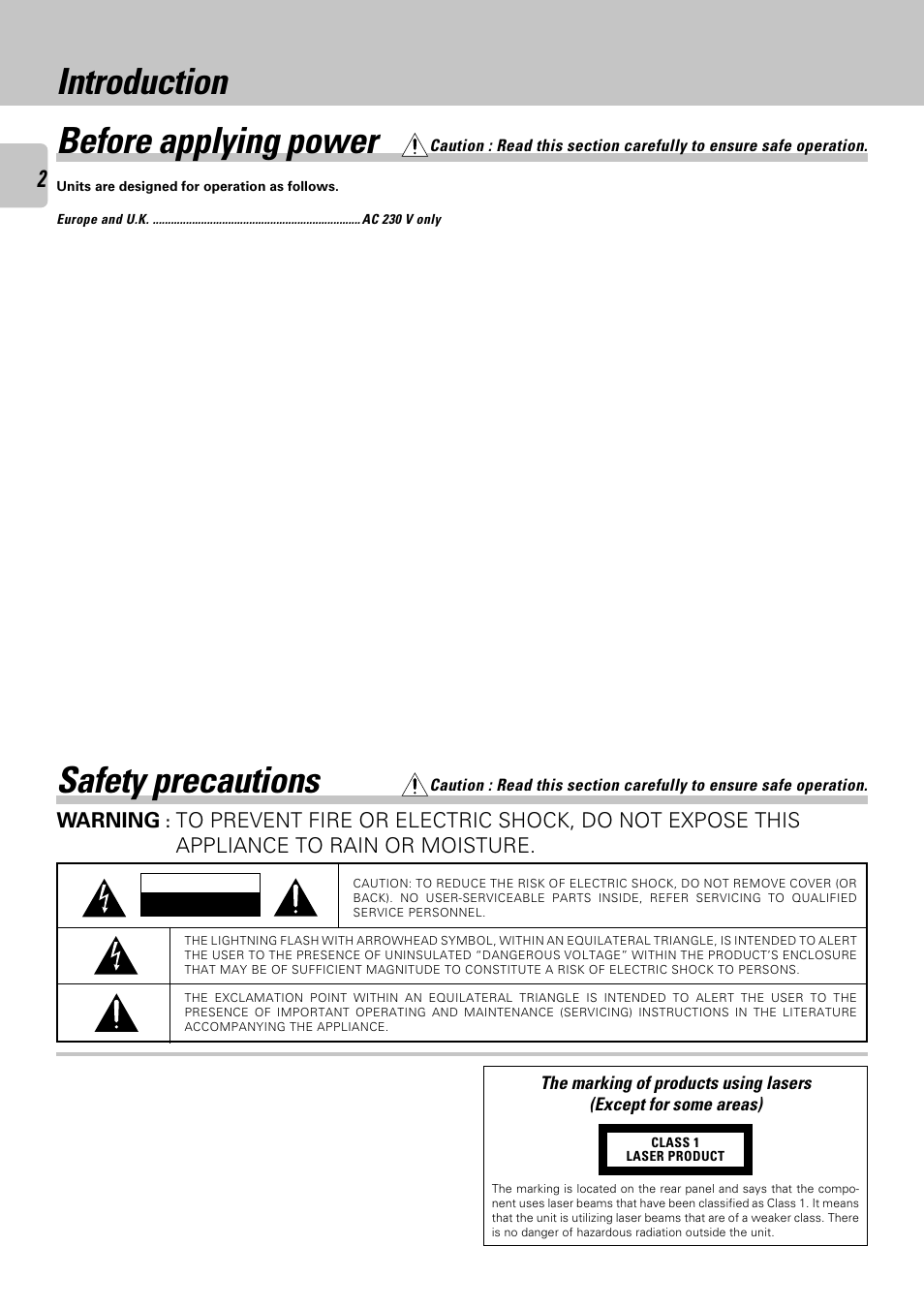 Before applying power, Introduction, Safety precautions | Kenwood DPF-3030 User Manual | Page 2 / 24