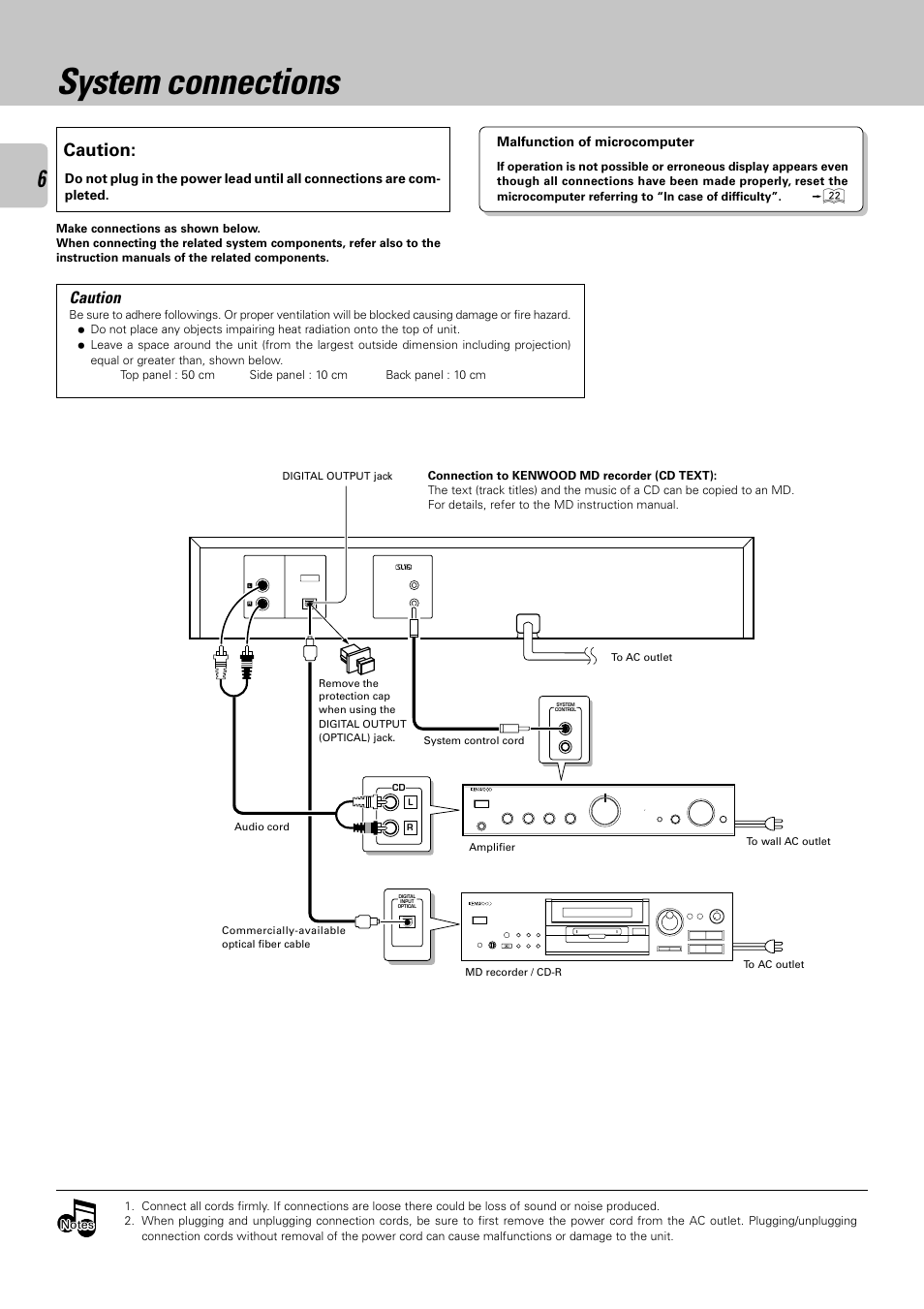 System connections, Caution | Kenwood DPF-3030 User Manual | Page 6 / 24