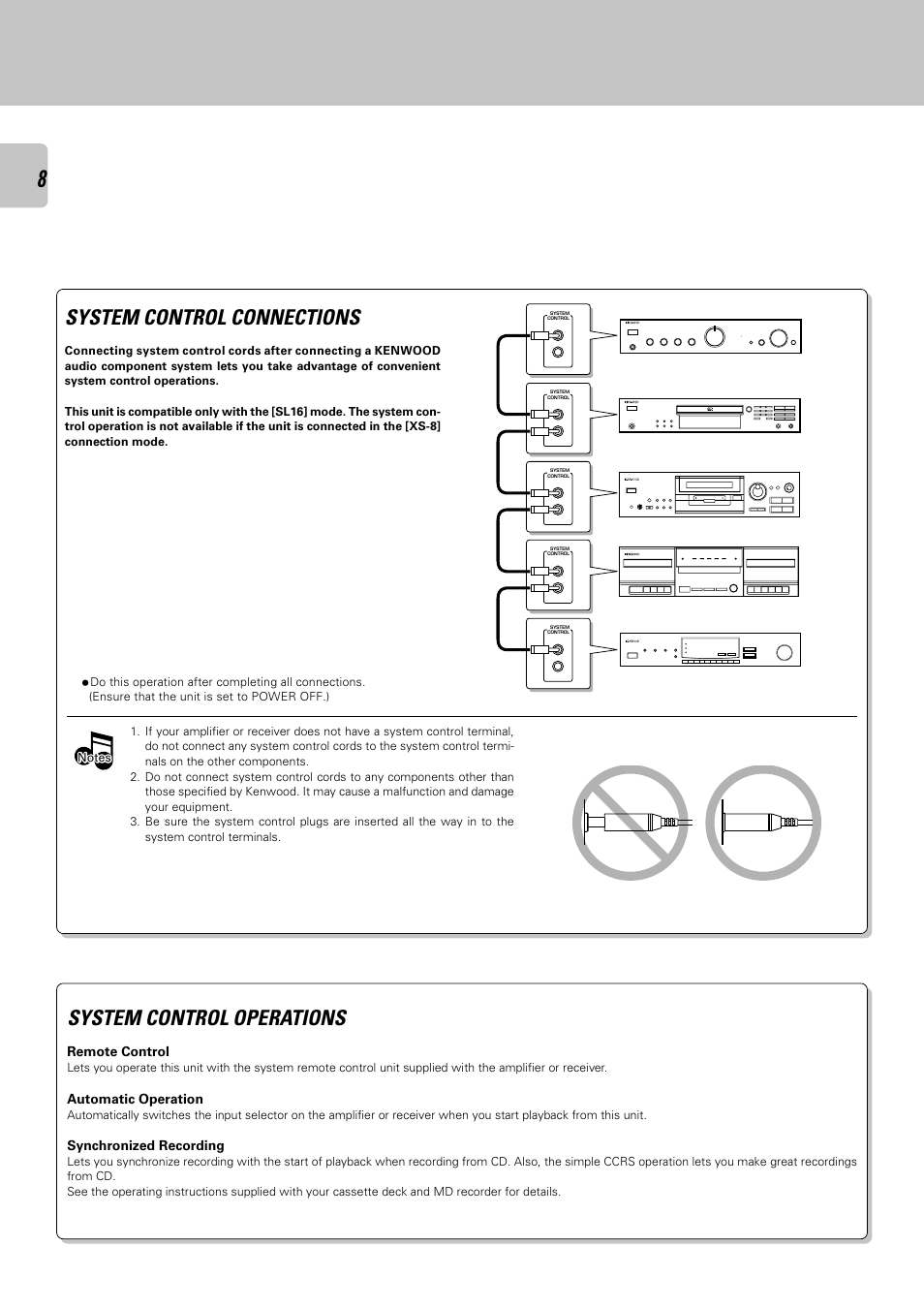 System control operations, System control connections | Kenwood DPF-3030 User Manual | Page 8 / 24