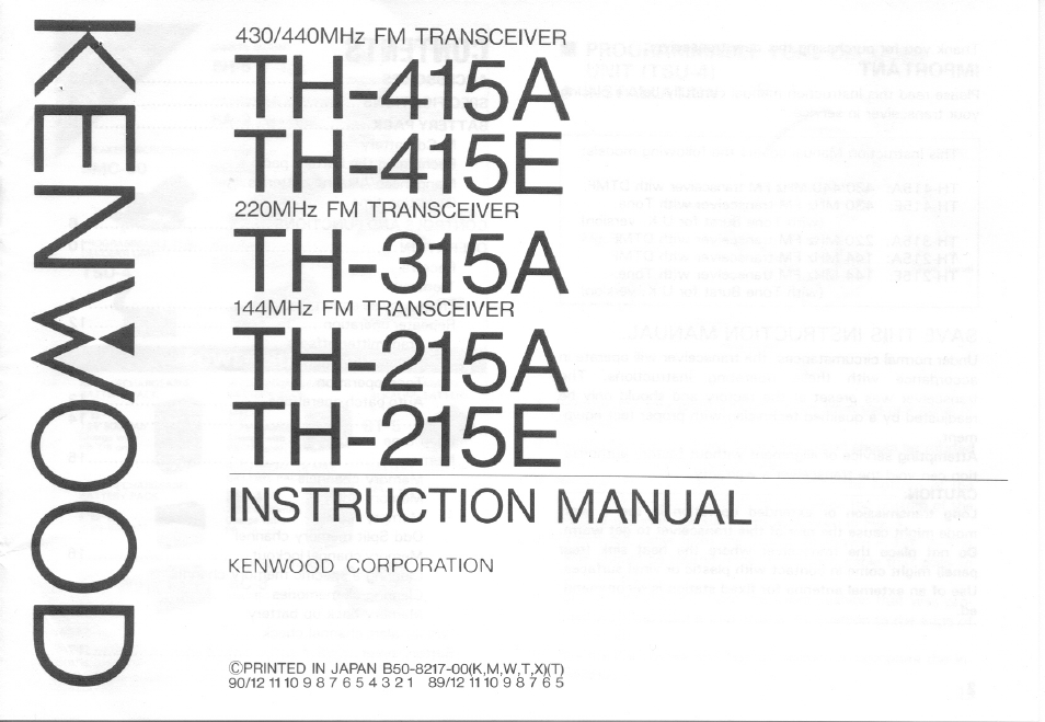 Kenwood TH-415A User Manual | 20 pages