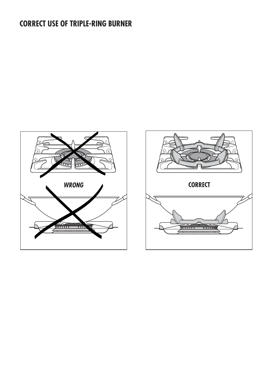 Correct use of triple-ring burner | Kenwood CK 300 User Manual | Page 10 / 48