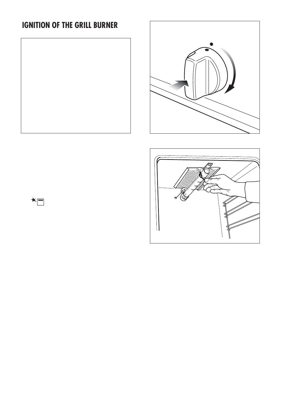 Ignition of the grill burner | Kenwood CK 300 User Manual | Page 13 / 48