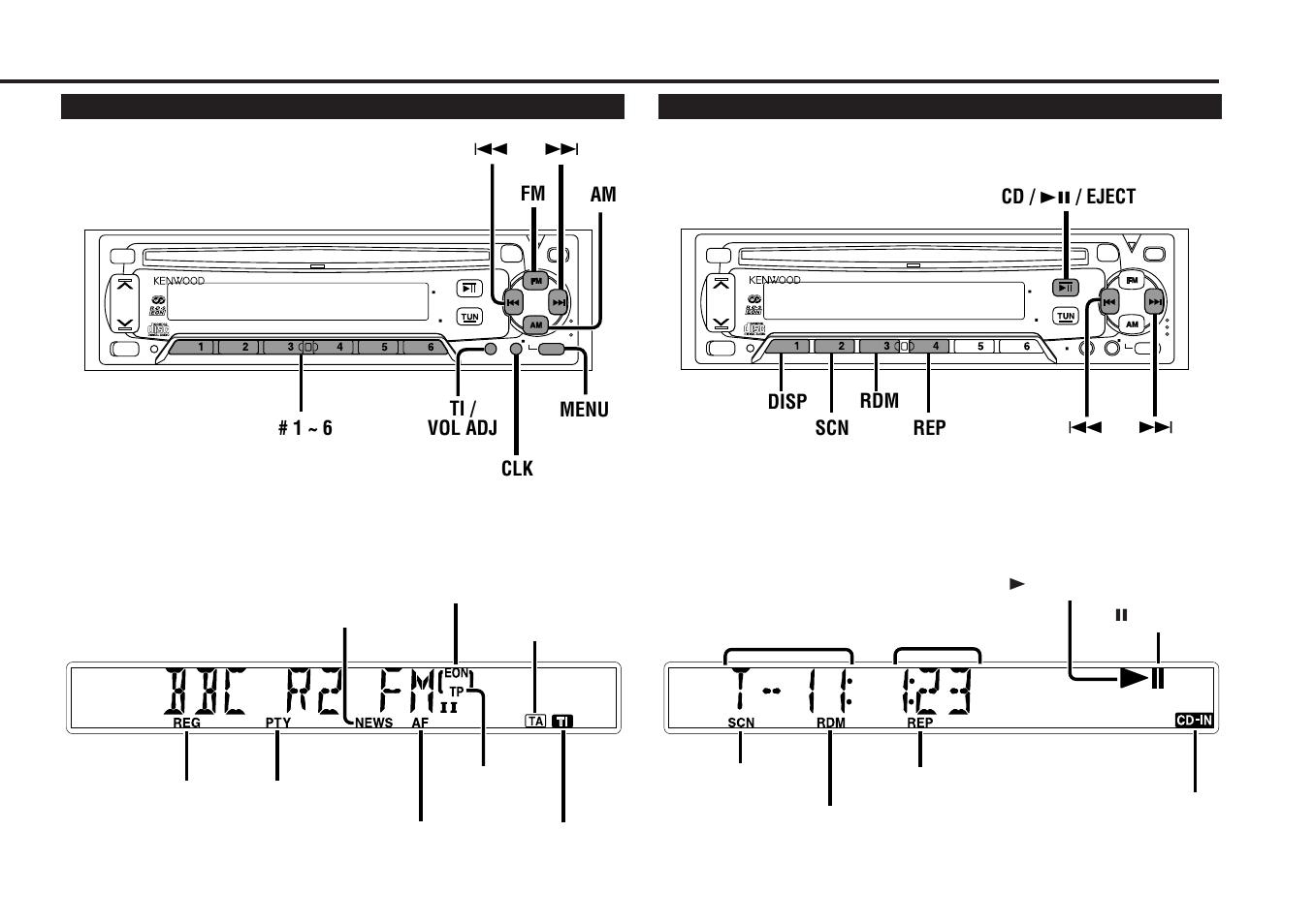 Rds features, Cd player features, Menu clk | Kenwood CD RECEIVER KDC-4060RA User Manual | Page 7 / 28