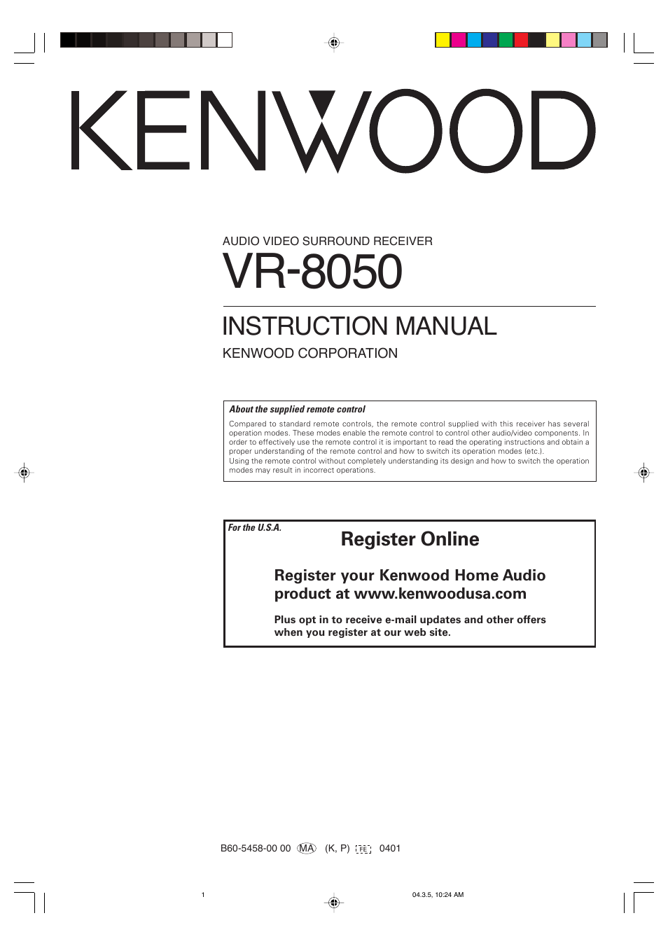 Kenwood VR-8050 User Manual | 44 pages