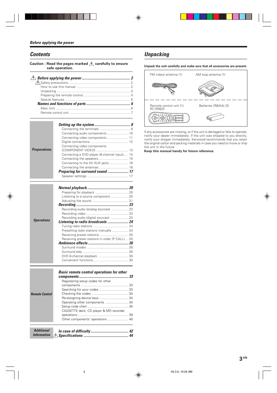 Kenwood VR-8050 User Manual | Page 3 / 44