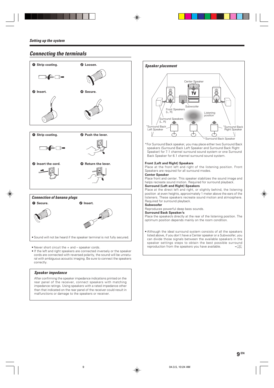 Connecting the terminals | Kenwood VR-8050 User Manual | Page 9 / 44