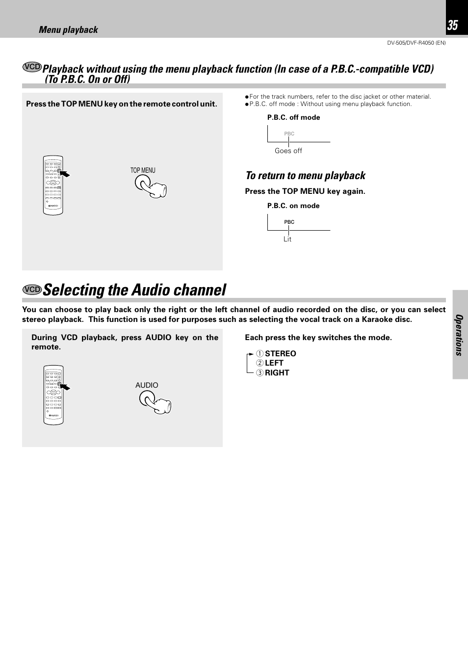 Selecting the audio channel | Kenwood DVF-R4050 User Manual | Page 35 / 44