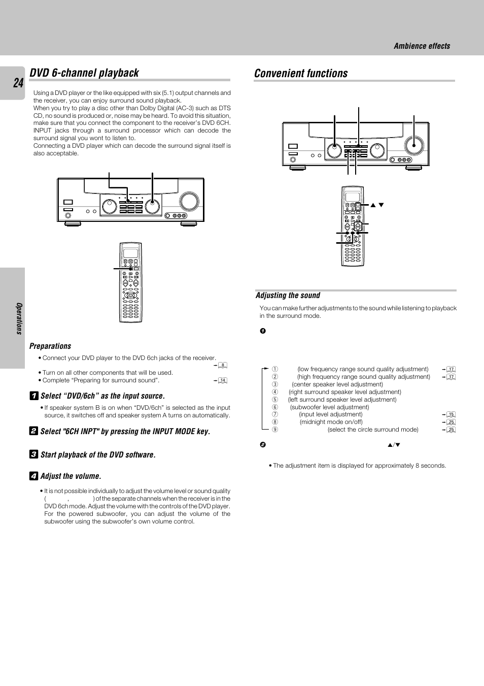 Convenient functions, Dvd 6-channel playback | Kenwood KRF-V8030D User Manual | Page 24 / 42