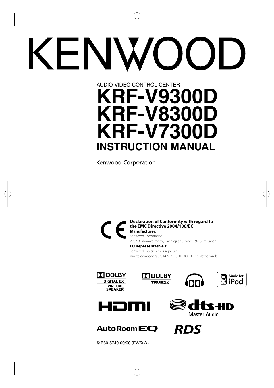 Kenwood KRF-V9300D User Manual | 72 pages