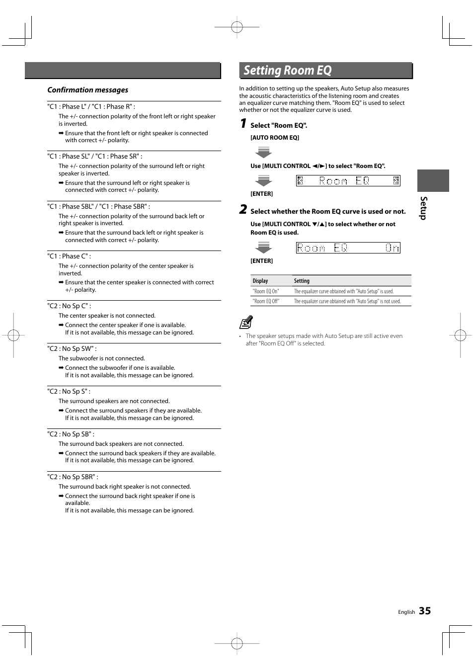 Setting room eq, Set u p | Kenwood KRF-V9300D User Manual | Page 35 / 72