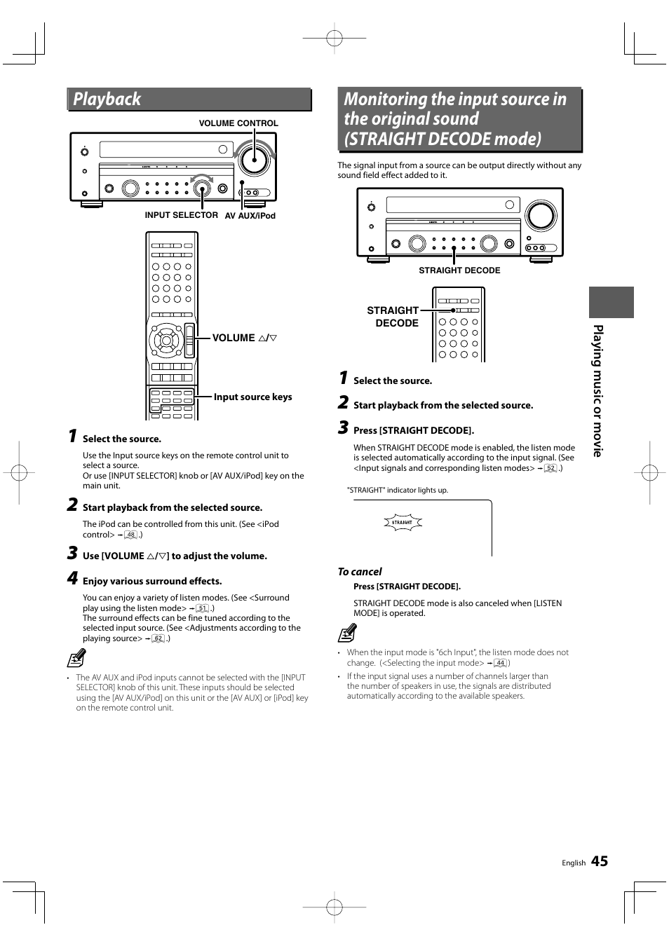 Playback | Kenwood KRF-V9300D User Manual | Page 45 / 72