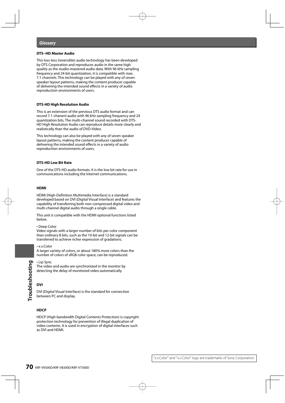 Kenwood KRF-V9300D User Manual | Page 70 / 72