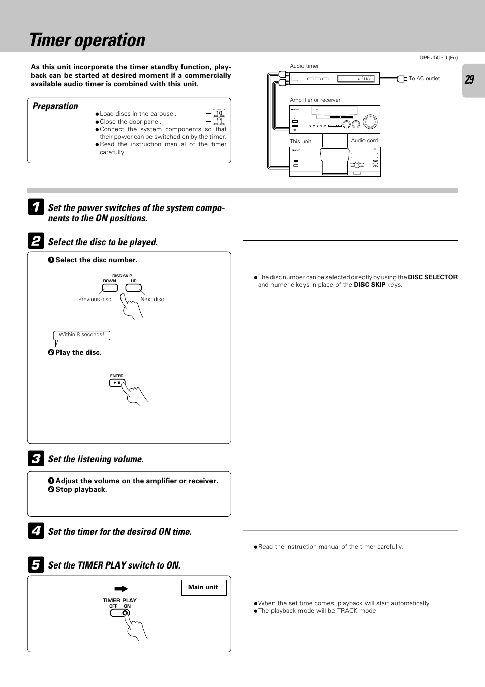 Timer operation | Kenwood DPF-J5020 User Manual | Page 29 / 32