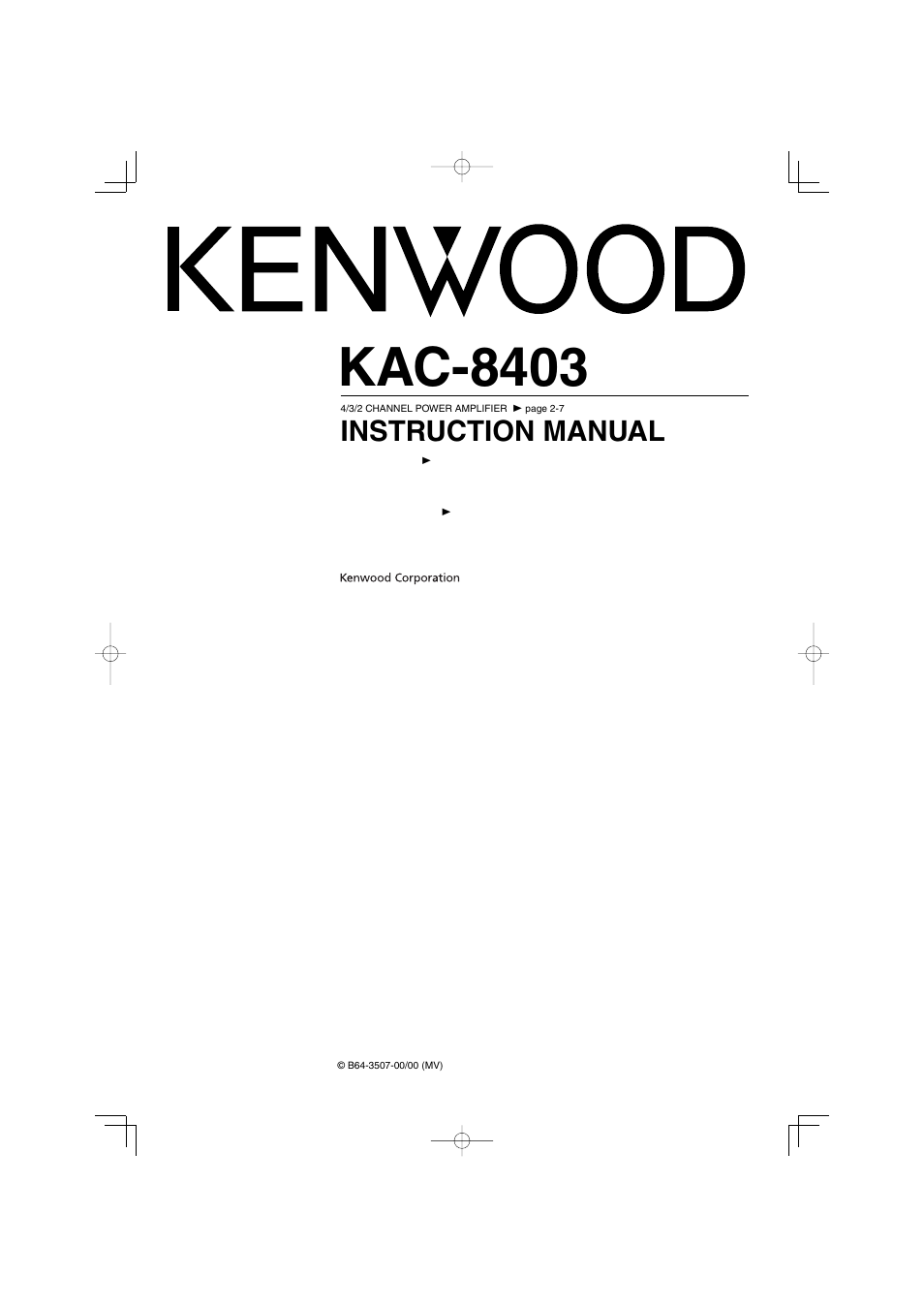 Kenwood KAC-8403 User Manual | 20 pages