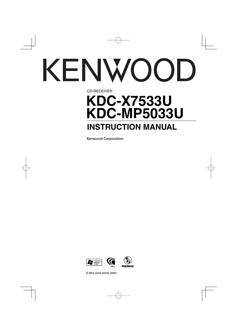 Kenwood UKDC-X7533U User Manual | 44 pages