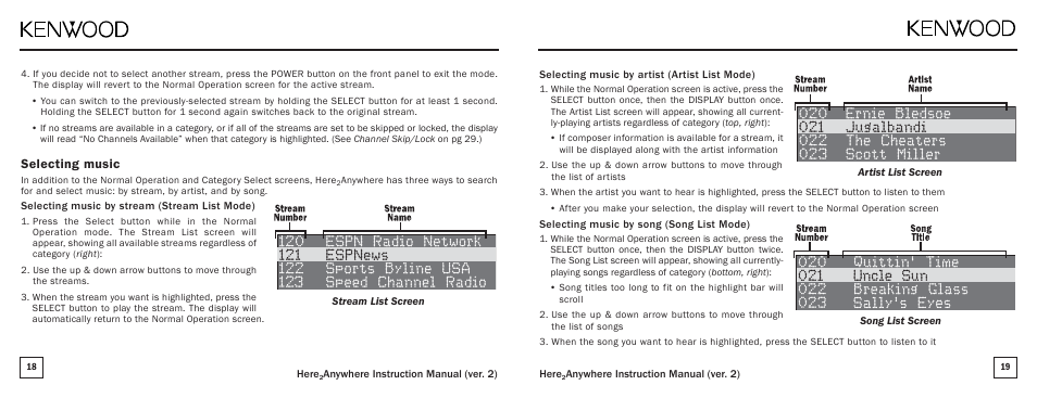 Selecting music | Kenwood KTC-H2A1 User Manual | Page 10 / 19