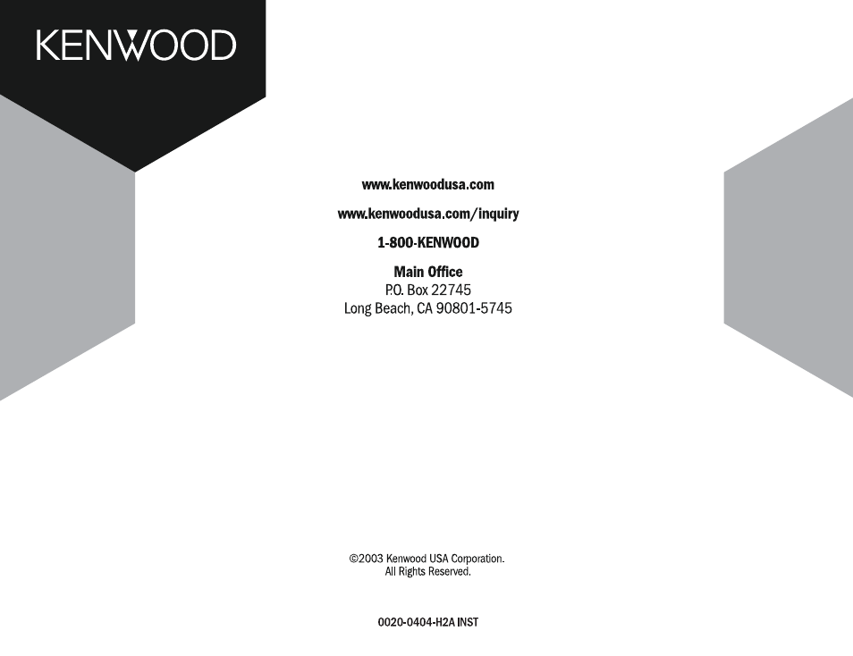 Kenwood KTC-H2A1 User Manual | Page 19 / 19