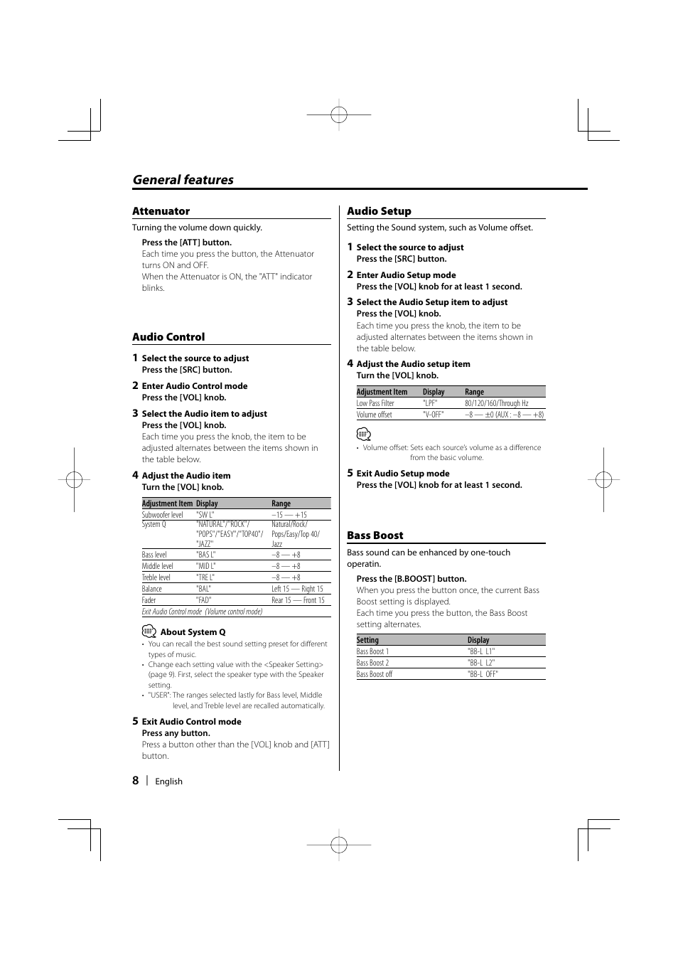 General features | Kenwood B64-3537-00/00 KDC-W5037Y User Manual | Page 8 / 36