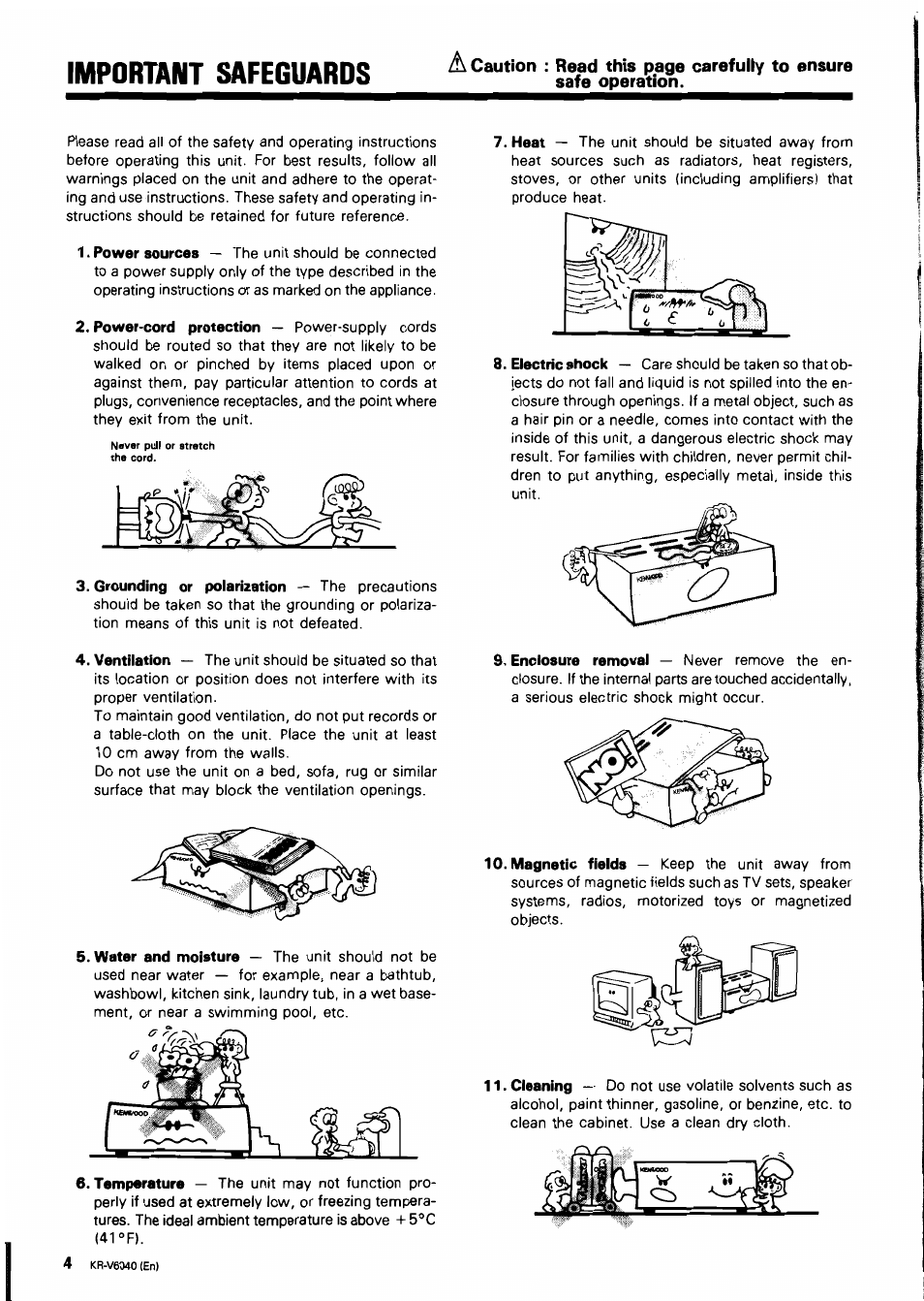 Important safeguards | Kenwood B60-0763-00 User Manual | Page 4 / 24