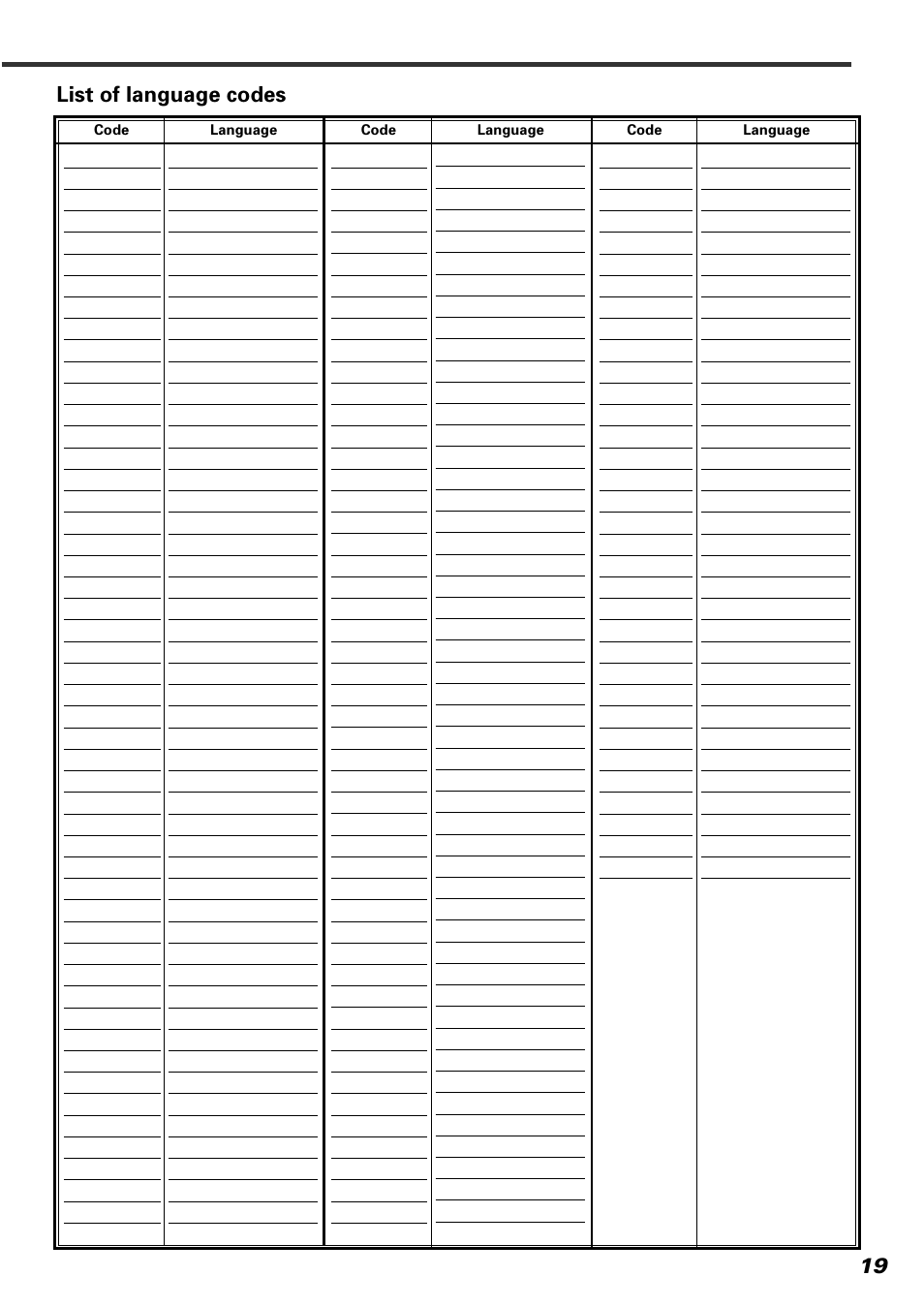 List of language codes | Kenwood KVT-920DVD User Manual | Page 19 / 68