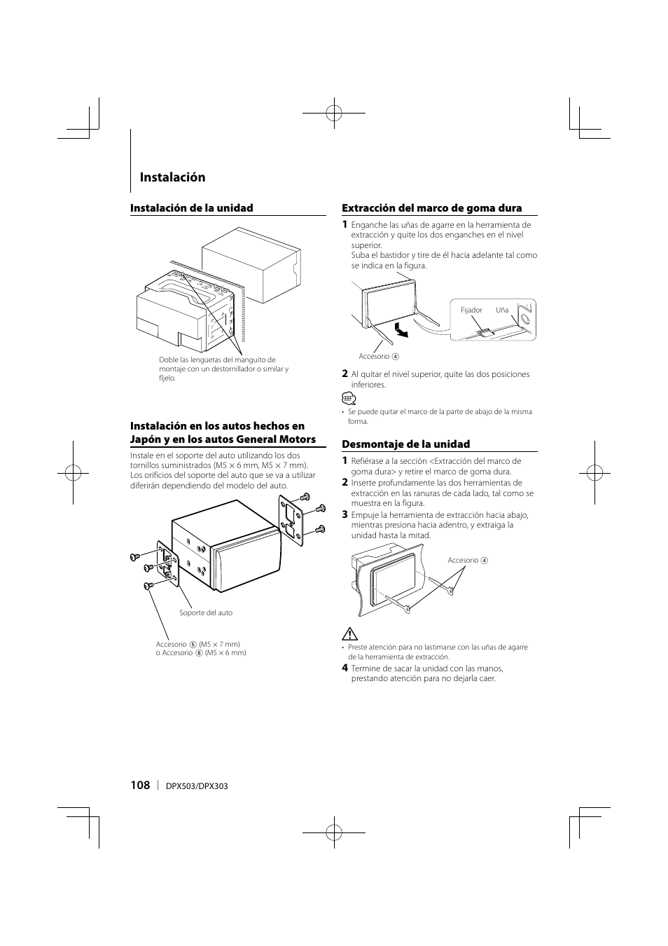 Instalación | Kenwood DPX503 User Manual | Page 108 / 112