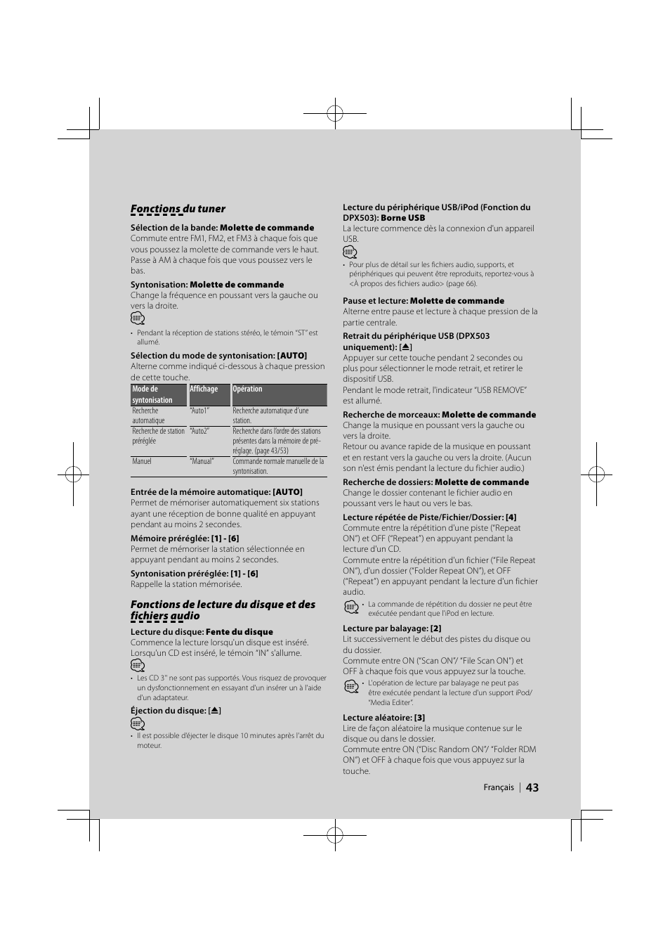 Kenwood DPX503 User Manual | Page 43 / 112