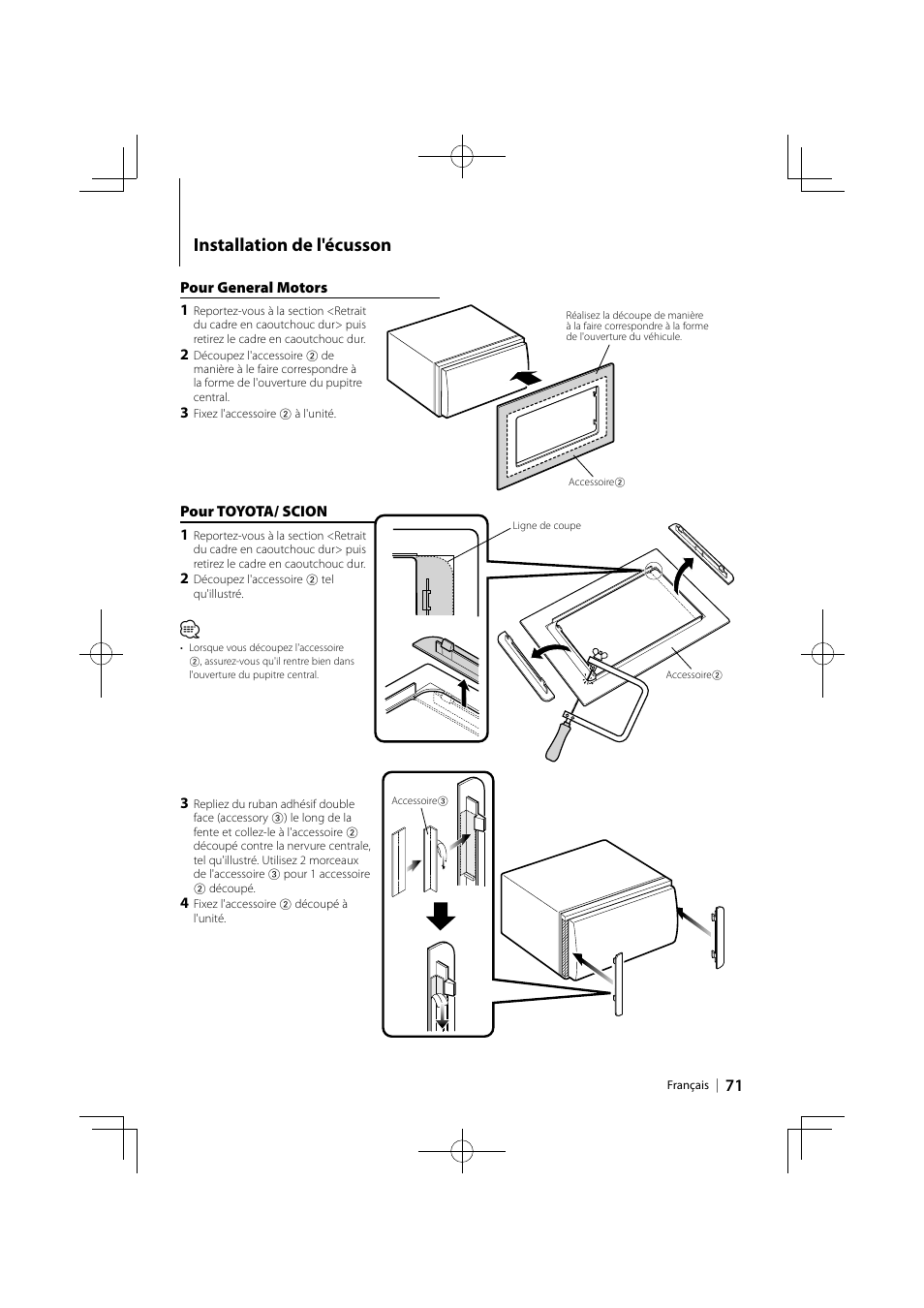 Installation de l'écusson | Kenwood DPX503 User Manual | Page 71 / 112