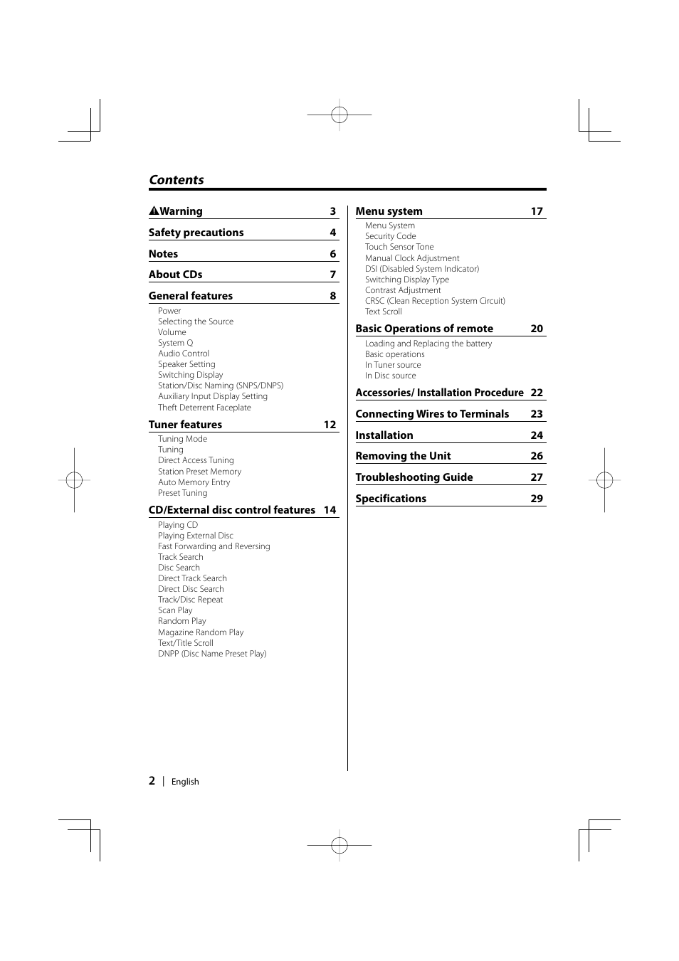 Kenwood KDC-3025 User Manual | Page 2 / 88