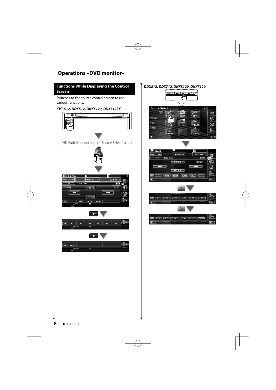 Operations –dvd monitor | Kenwood eXcelon KDC-X789 User Manual | Page 8 / 14